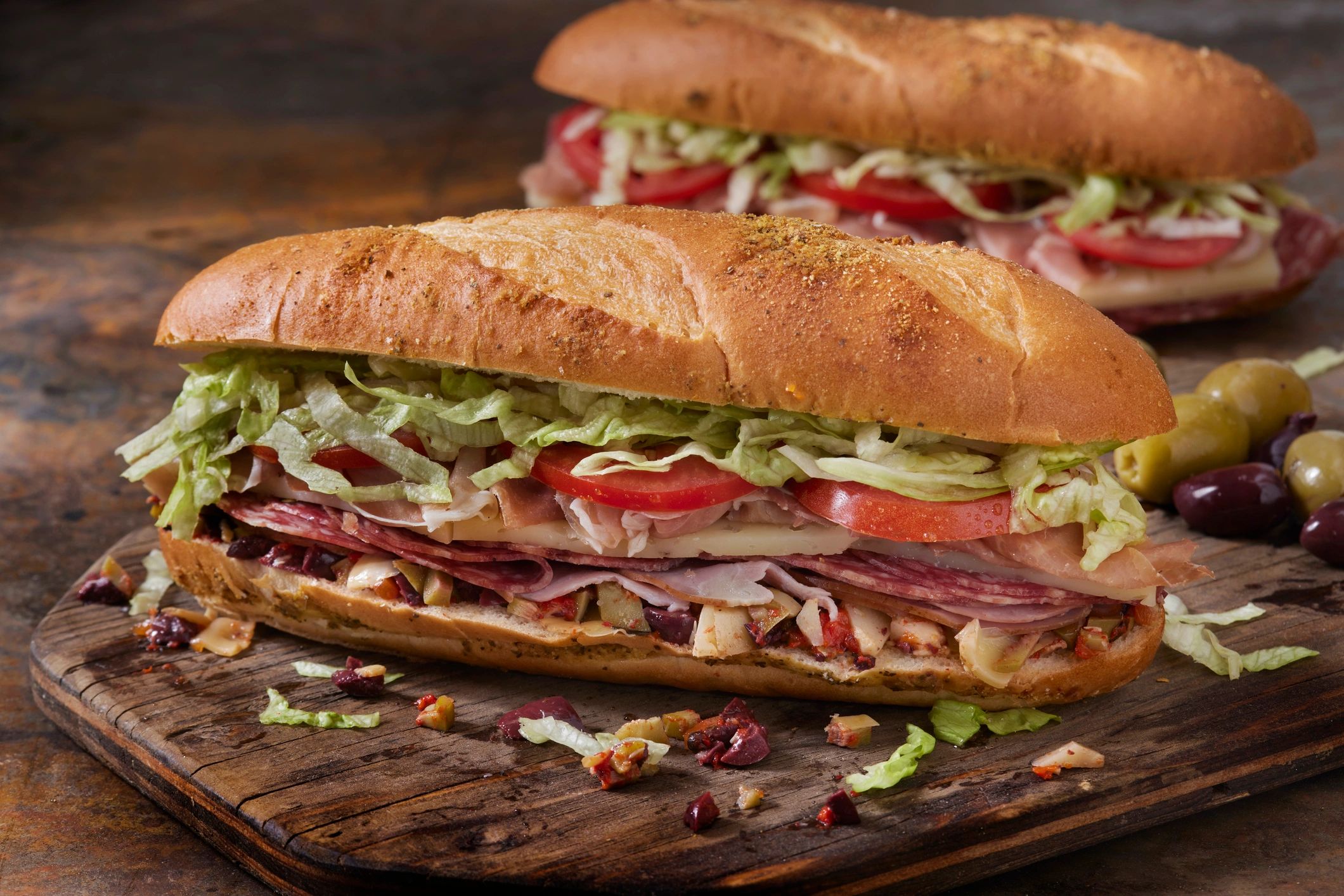 Fresh baguette sandwich